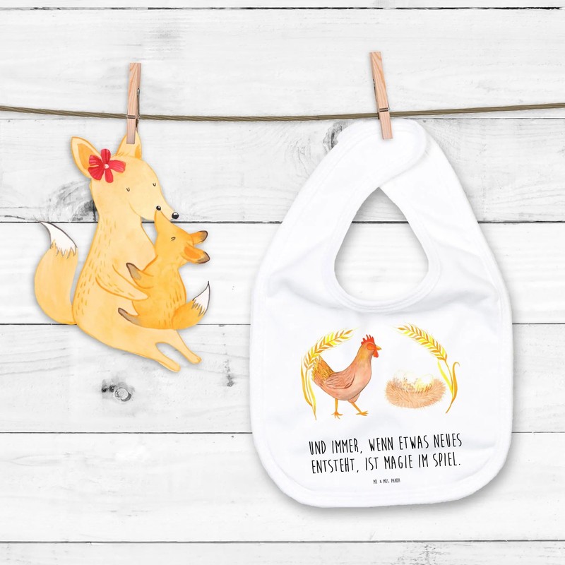 Mr. & Mrs. Panda Organic Baby Bib Chicken Proud, White