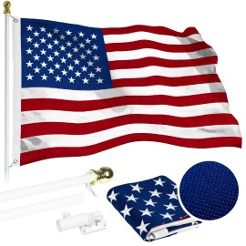 UD_G128 - 5 Feet Tangle Free Spinning Flagpole (White) USA American Flag Brass Grommets Spun Polyester 2.5x4 ft (Flag Included)