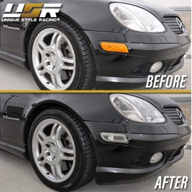 USR DEPO 98-03 W208 CLK Clear Bumper Side Marker Light Assembly Set (Left + Right) Compatible for 1998-2003 Mercedes W208 CLK and 1998-2004 R170 SLK