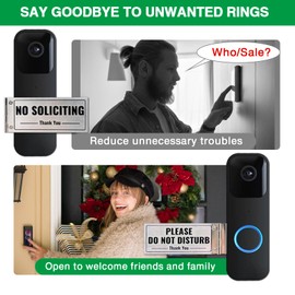 Metal Doorbell Cover for Home & Front Door, Aluminum No Soliciting Sign, Rotates to “DO NOT DISTURB”, Drill - Free Easy Install, Perfect for Dog Owners & Moms with Sleeping Babies