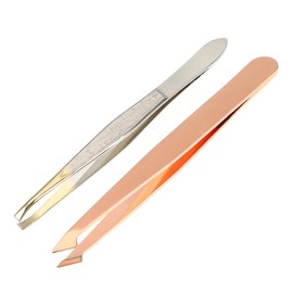 VOCOSTE Pack of 2 Eyebrow Tweezers Stainless Steel for Women Rose Gold Tone