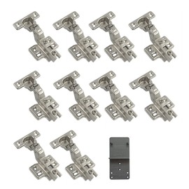 LOOTICH 90 Degree Inset 26mm Soft Close Mini Hinge with Hydraulic Damper for Kitchen Cabinet Cupboard Wardrobe Light Door Automatic Hinges with Cushioning Pack of 10 with Drilling Template