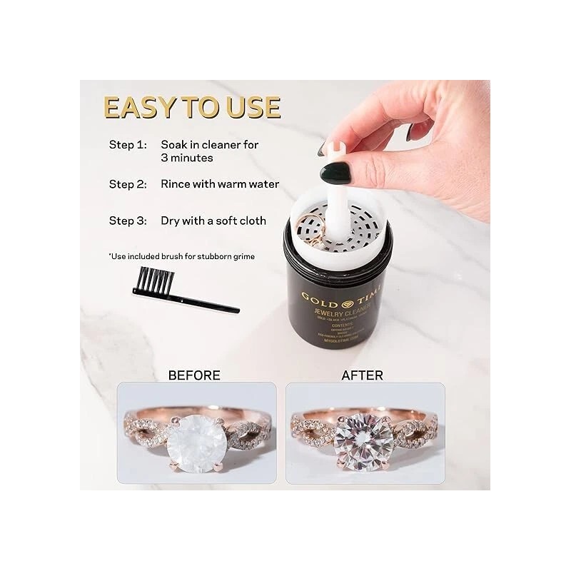 Gold Time Jewelry Cleaner Safe for Gold, Silver, Platinum &