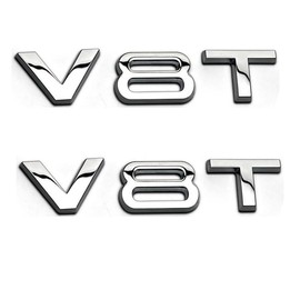 Fidida 2PC V8T Emblem Decal Car Numbers Letters Decal Plating Badge 3D Metal Style Fit for V8T Engine Car Truck
