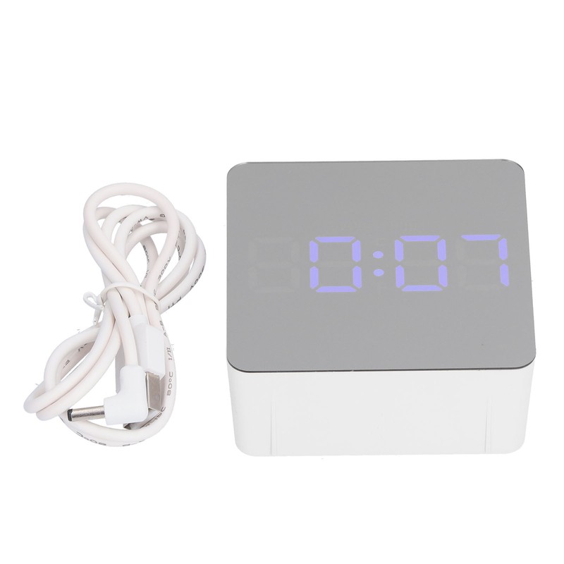 LED Mirror Clock Square Automatic Battery Powered Temperature Smart Clock