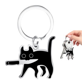 Tapvai Key Ring with Black Cat, Cool Cat Decoration, Couple, Gifts for Cat Lovers for Women and Men, black