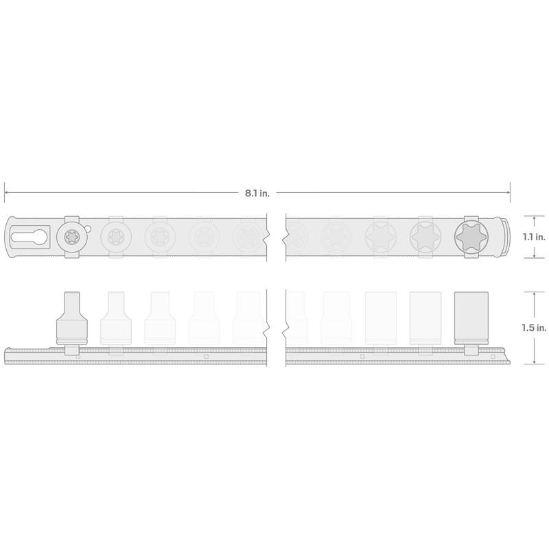 TEKTON 1/4 Inch Drive External Star Socket Set with Rail,