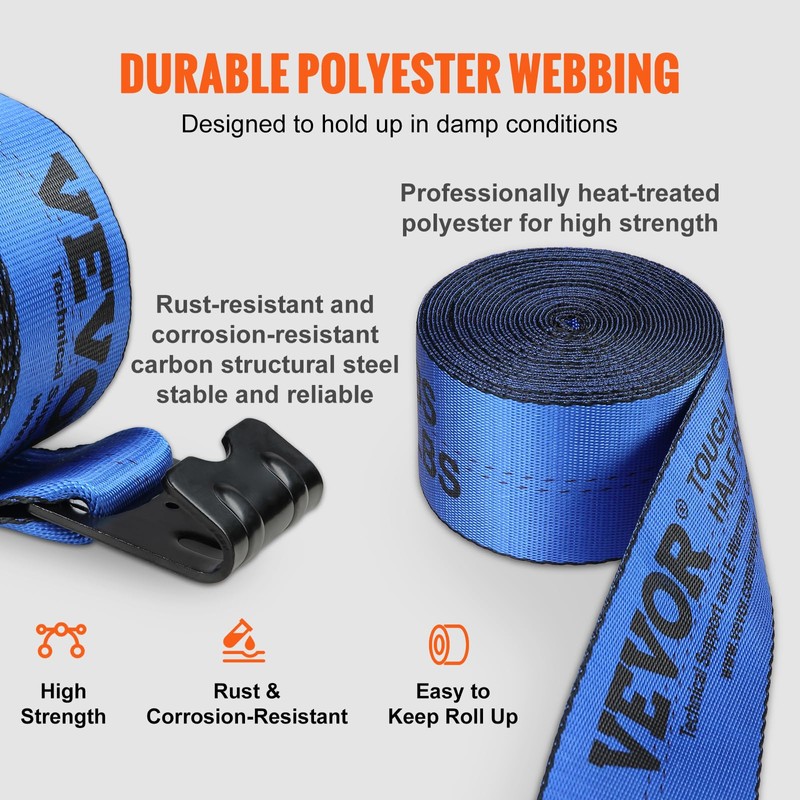 VEVOR Truck Straps, 4" x30' Heavy Duty Tie Down w/Flat