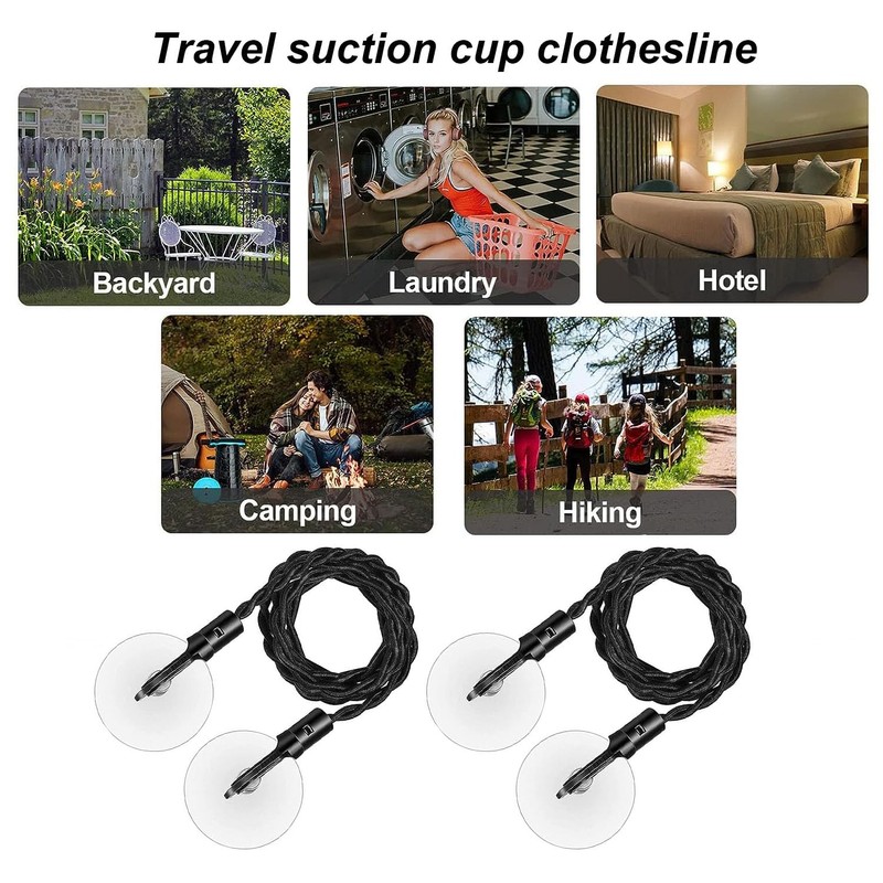 Pvieked 2 Pcs Travel Clothesline, Portable Retractable Clothesline with Hooks