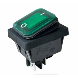 Polar Switch Green Fridge Freezer Ice Machine Main Switch Refrigeration Water Proof IP65 Rated Main Rocker On-Off Switch 16A illuminated 4 Pin