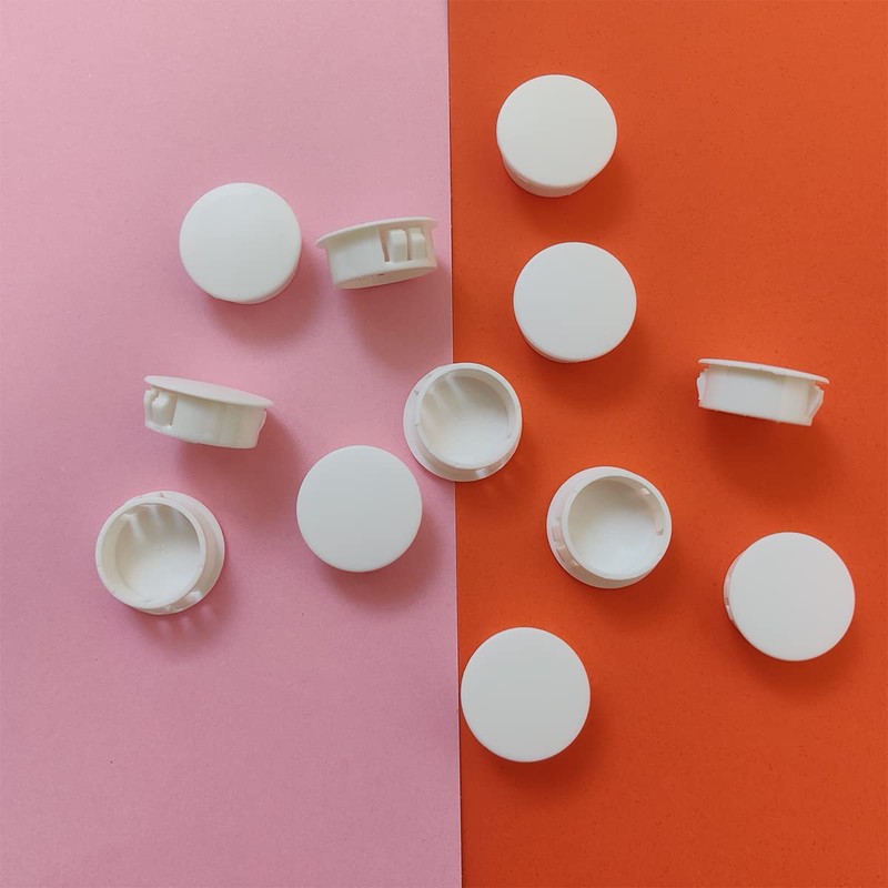 ZYYC 25mm/1'' White Plastic Hole Plugs for Hardware, Cabinet, Screw