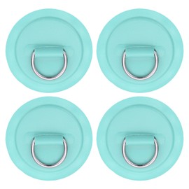 PATIKIL 3.1" Paddle Board D Rings, 4 Pcs Stainless Steel D-Ring PVC Patch Pad No Glue Include for Raft Kayak Inflatable Boat Surfboard, Light Green