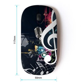 Graphic4You Music Note Ergonomic Wireless Mouse with Nano Receiver