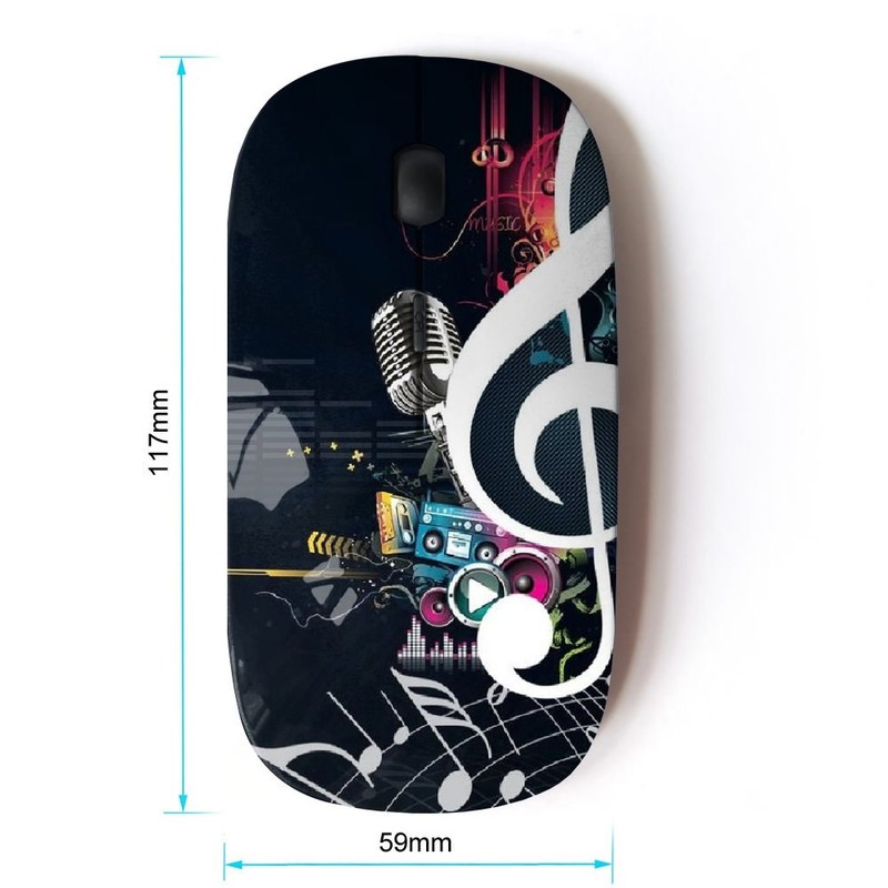 Graphic4You Music Note Ergonomic Wireless Mouse with Nano Receiver