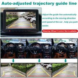 Car Backup Camera with Dynamic Trajectory Guide Line, GreenYi HD 960x720 Reverse Rear/Front/Side View Cam, Adjustable Fisheye Lens, Waterproof Night Vision 170 Degree Wide View