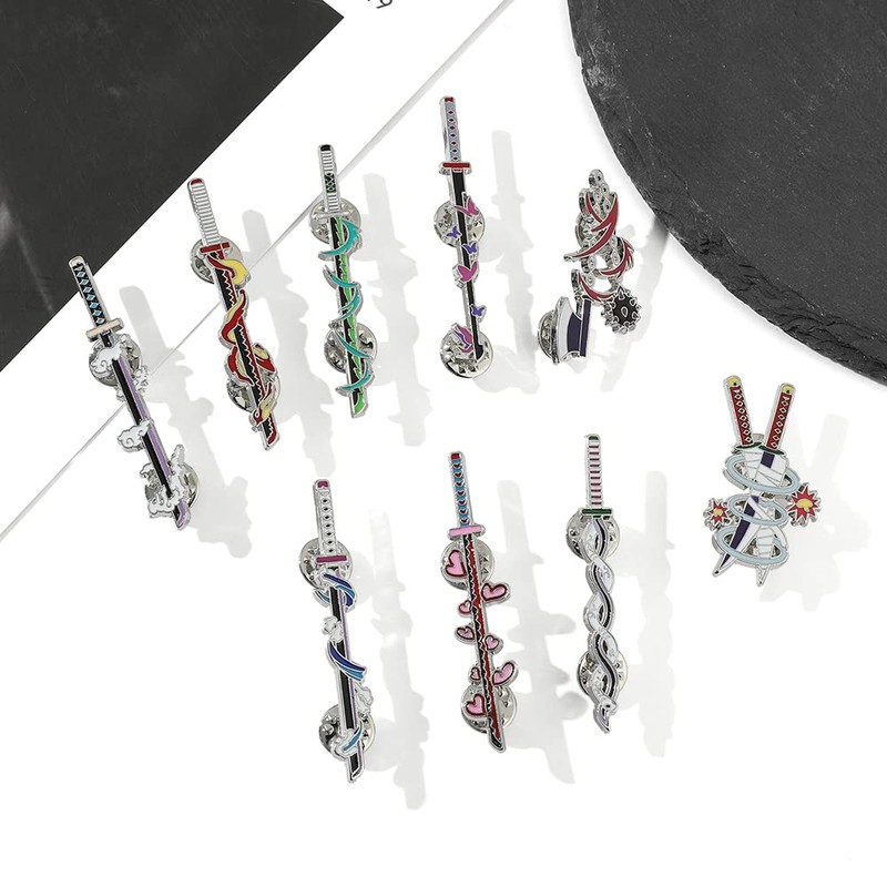YURAOER Anime Slayer Keychain Pin Set - Cartoon Figures 9