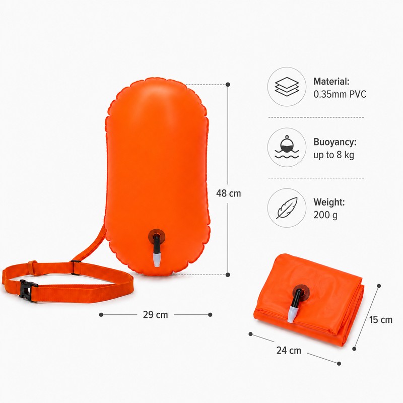 Inflatable Swim Buoy for Open Water – Lightweight PVC Tow