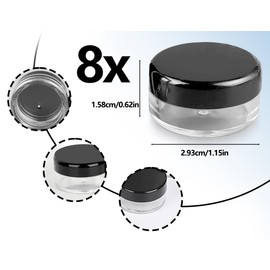 Lhbwhiz 8 Stück Döschen Plastik,klarer Leerdose Schraubverschluss Kosmetikbehälter,Reise Töpfchen Döschen Set,Cremedose behälter,Flaschen Jar für Lippenbalsam,Lotion,Creme(5g,Schwarz)