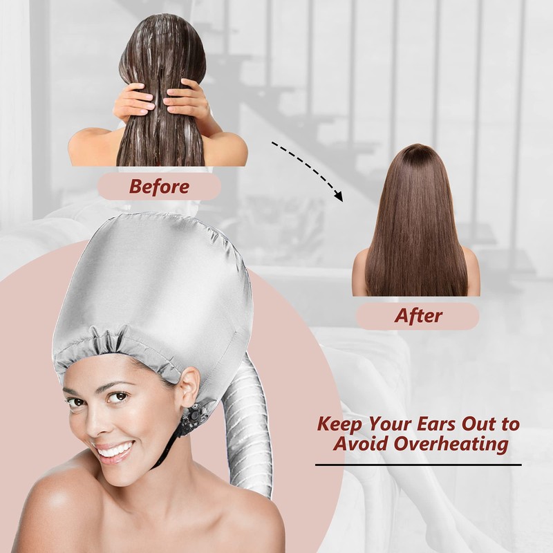Portable Hair Dryer Bonnet Attachment for Hair Styling, Hair Color,