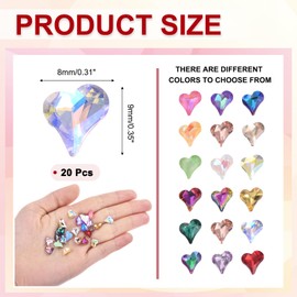 MECCANIXITY 20 Pcs 3D Heart Nail Charm Crystals Nail Gems 8x9mm Crooked Heart-Shape Art Rhinestone Charm for Valentine's Day DIY Decoration, Transparent Purple