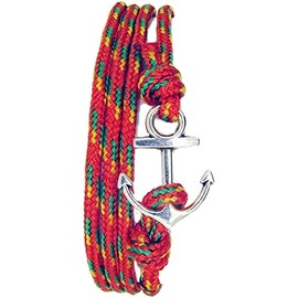 OUTLETISSIMO® Adjustable Bracelet Red Green Yellow Anchor Nautical UB24 69 cm Metal, Silver