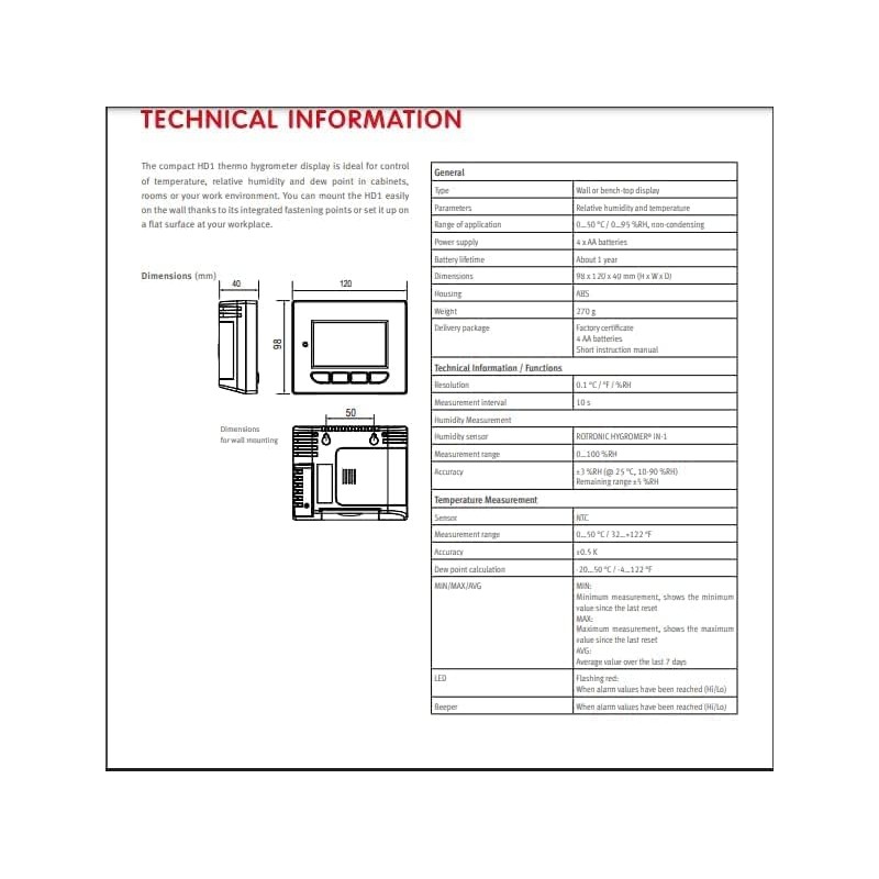 Digital Thermo Hygrometer curometer | Digital Hygrometer| (Large LCD Display)