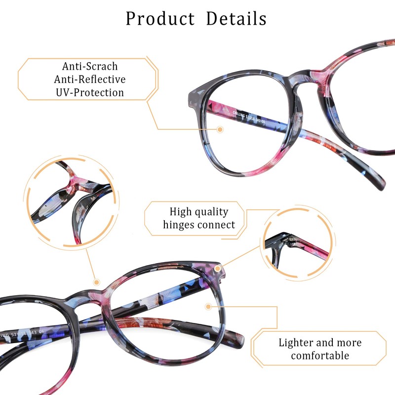 LifeArt Bifocal Reading Glasses with Round Lenses, Blue Light Blocking