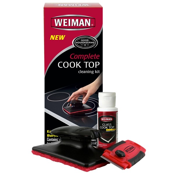 Weiman Complete Cook Top Cleaning Kit - Cook Top Cleaner and Polish 2 oz, Scrubbing Pad, Cleaning Tool, Cook Top Razor Scraper