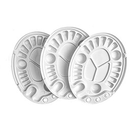 rPALETTE by Green Ellipse- 3 Pack - Environmentally Sustainable Made from Recycled Plastic - Paint Palette - Art Palette with Brush Holder Feature - Large Size 11 X 8 3/4 in,White,rPALETTE-1