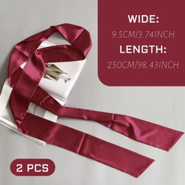 TUONYIS 2 Pcs Red Sash for Women, Red Ribbon Belt Red Long Satin Belt Red Belt Smooth Dress Belt, Self-Tie Satin Sash Belt Long Sash Waist Belt for Wedding Bridesmaid Bridal (Red)