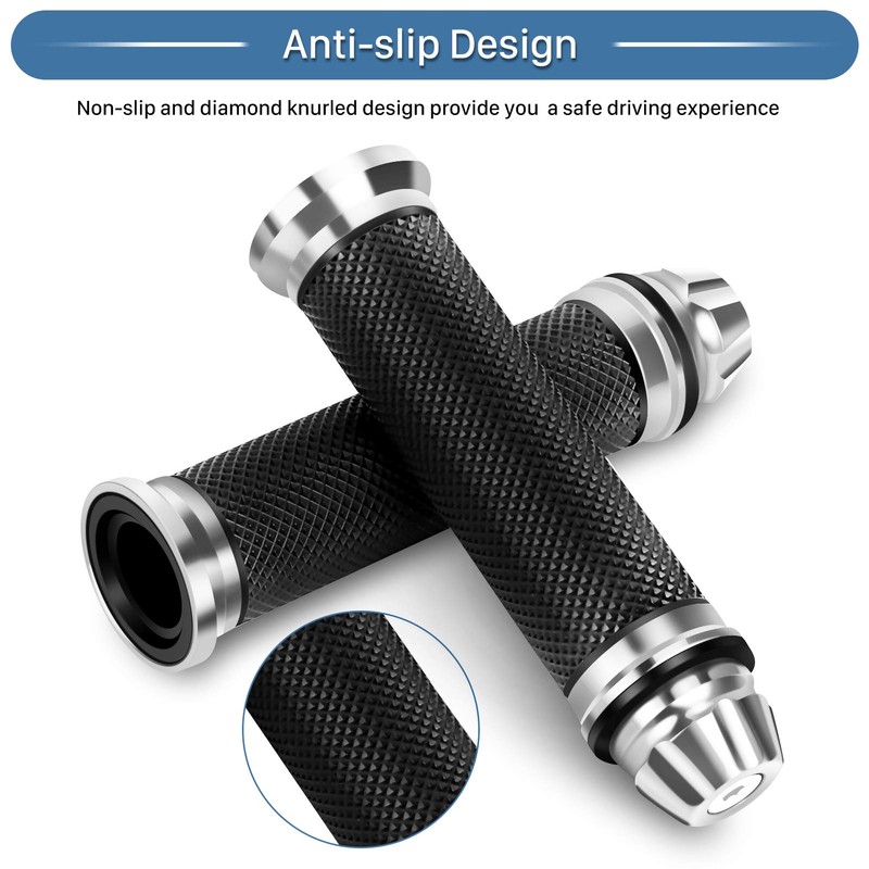 Motorcycle Handlebar Grips, Non-Slip CNC Aluminium Rubber Brake Grips for