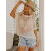 CFLHN Crochet Tops for Women Short Sleeve Off The Shoulder