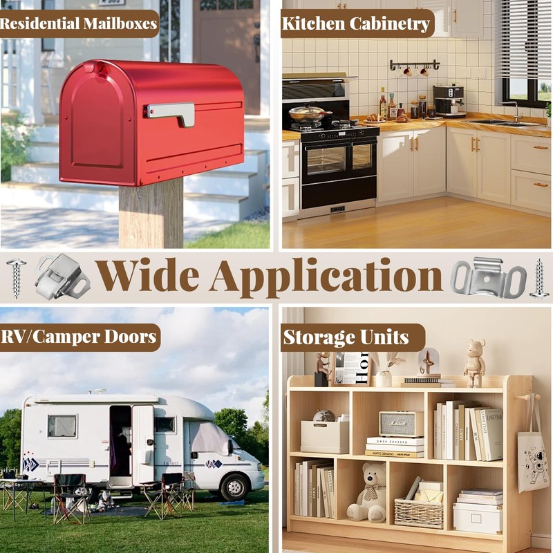 8-Set Heavy Duty Mailbox Replacement Roller Catch Latch Kit with