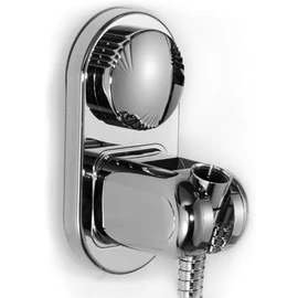 Suction Cup Shower Head Holder, Adjustable Relocatable 5 Angles Handheld Shower Head Bracket, No Drill Wider Input Large Shower Head Supports, Wall Mounted with Vacuum Power (Polished Chrome)