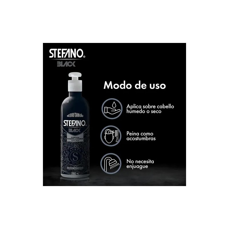 Crema Para Peinar Stefano Black Look Natural 250 Ml