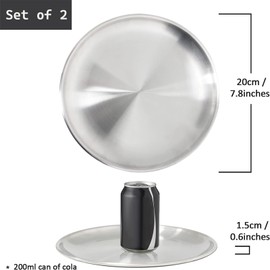 XIACIBDUS 4PCS Stainless Steel Dinner Plates, Round Serving Platter for Camping Barbecue and Baking, Non Toxic Healthy Serving Dishes and Dishwasher Safe (20cm)