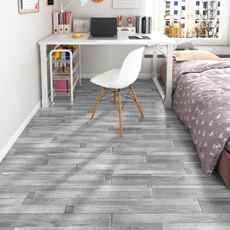 WESTICK Grey Peel and Stick Floor Tile Waterproof Bathroom Floor