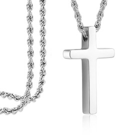 Monily Cross Necklace for Women Cross Necklaces with 2.5 mm Stainless Steel Rope Chain 24 Inches（God Bless You