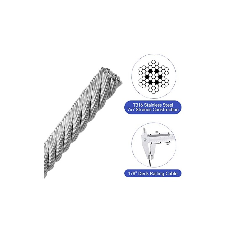1/8 Stainless Steel Cable, Cable Railing for Stainless Steel Cable,