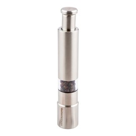 Stainless Steel Push Top Salt and Pepper Grinder: Perfect for Restaurants, Cafes, and Catering Events - Spring Action Salt and Pepper Mill - Simple, One Hand Thumb Push to Use - 1-CT - Restaurantware
