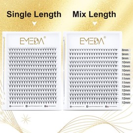 EMEDA 8D Pre Made Fan Eyelash Extensions, D-Curl, 0.07 mm, 10 mm, 8D Short Russian Volume Eyelash Extensions, Premade Lash Fans 8D Cluster Eyelashes, 0.07 D Curl (8D 0.07-D-10 mm)
