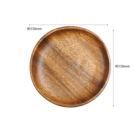 Emery Shokai SW-E050 Wooden Tableware Plate, Round Size, Acacia, Approx. Length 5.9 x Width 5.9 x Height 0.8 inches (15 x 15 x 2 cm), Handmade, Wood Grain Style, Natural Material, Makes Your Dining Table Gentle Atmosphere