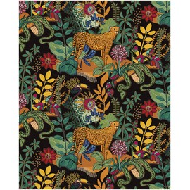 Luvdecor Peel and Stick Wallpaper Leopard Jungle Wallpaper for Bathroom Removable Boho Cheetah Wallpapers for Renter Dark Floral Contact Paper for Shelf Liner Cabinet 17.5 x 118 in