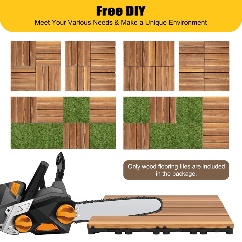 LIYUANJUN 36Pcs Deck Tiles, 12''x12'' Wood Flooring Tile DIY Hardwood