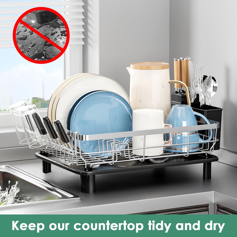 MOUKABAL Dish Drying Rack - Stainless Steel Dish Rack, Dish