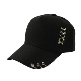 Kpop Hat Ring Baseball-Cap - Suga-Snapback Baseball Cap with Iron Rings (Black) (Medium, Black) (Medium, Black-2)