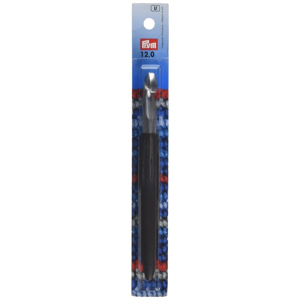 Prym 195364 Woll-Häkelnadel Soft-Griff, Aluminium, 17 cm, 12,00 mm, silberfarbig,