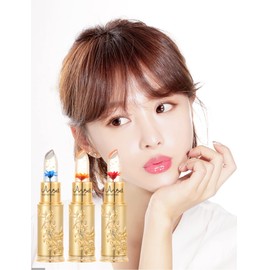 (Warm Discoloration) Jelly Lipstick, Lip Cream with Gold Foil Color Changing Flowers, Portable, Convenient Lipstick, Lipstick, Balm, Lipstick, Base, Moisturizing, Lip Cosmetics, Long Lasting,