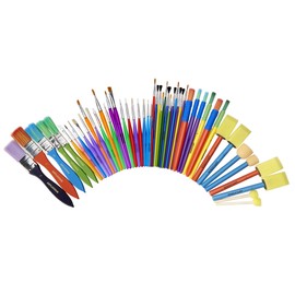 All Purpose Paint Brush Value Pack - Great with Acrylic, Oil, Watercolor, Gouache (50 Brushes)