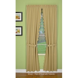 Today's Curtain, Orleans Scallop Curtain, Linen 63" Panel Pair and Tieback,4-Piece-Set, 60" W x 63" L, Linen